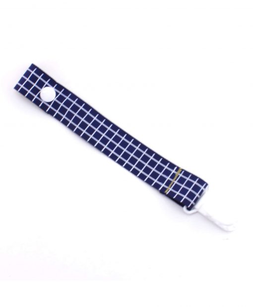 Grid-on-Navy-dummy-pacifier-clip-saver-baby-ACCC-Compliant