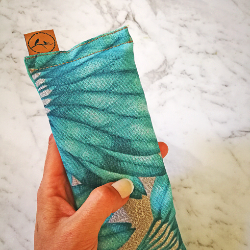 Teal Feather thick eye pillow melbourne designer cotton